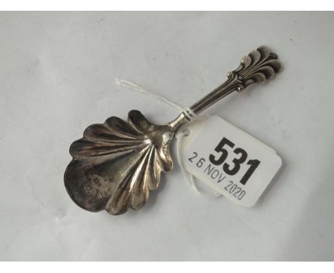 A Georgian caddy spoon with shell bowl - Birmingham 1845