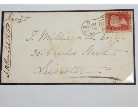 1858 cover RUGBY SHOE SPOON on 1d red pl.47 on clean cover. Superb and rare item