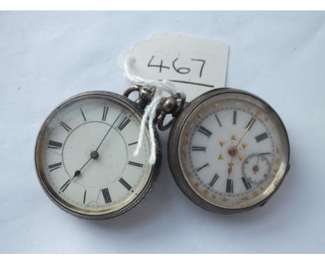 Two ladies silver fob watches - 1 with seconds sweep 