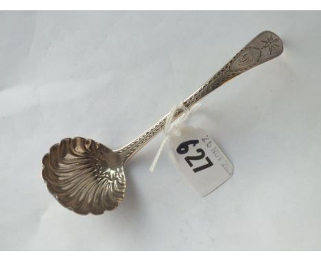 An small Irish ladle, bright cut engraved - Dublin 1827 by ILB