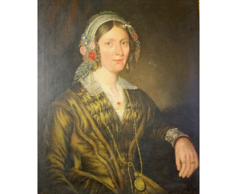 Victorian School - Half-length portrait of seated lady - 29" x 24"