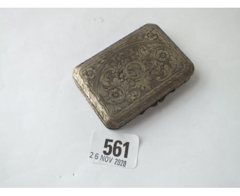Another continental (800 standard) snuff box engraved with flower motifs - 49 gms.