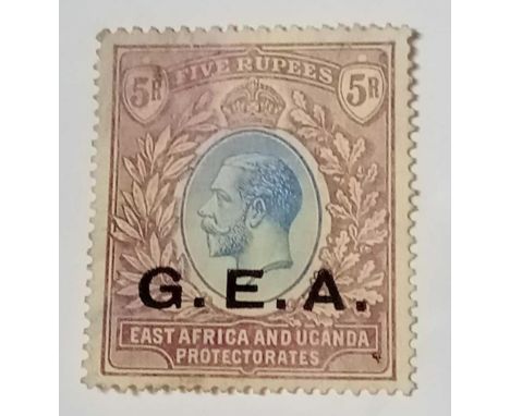 Tanganyika SG 68 (1921). Scarce 5r Script issue. Light postmark. Good used. Slight fading? Cat £550