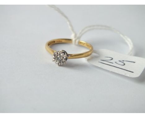 A solitaire diamond ring in 18ct gold - size K - 1.5gms