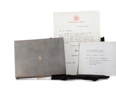 ROYAL INTEREST SILVER MOUNTED EVENING PURSE,maker Alfred Ernest Neighbour, London 1937, made for Lady Dorothy Cambridge, Marc