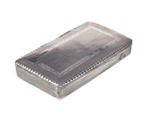 MID-19TH CENTURY DUTCH SILVER TOBACCO BOX,Schundhaufen Holland, circa 1839, of oblong form, the cartouche decorated with a wo