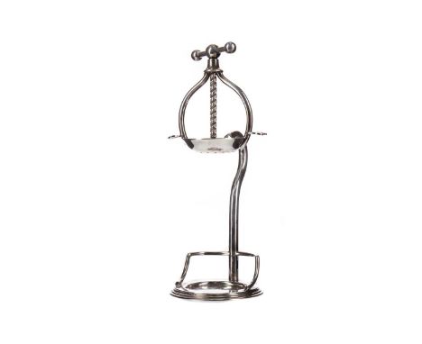 VICTORIAN SILVER PLATED LEMON SQUEEZER,maker Henry Wilkinson, with screw squeezer over a pierced dish, on a single support an