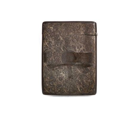 VICTORIAN SILVER CARD CASE,maker Deakin &amp; Francis, Birmingham 1890, with chased scroll detail, monogrammed 'GHS', approx 