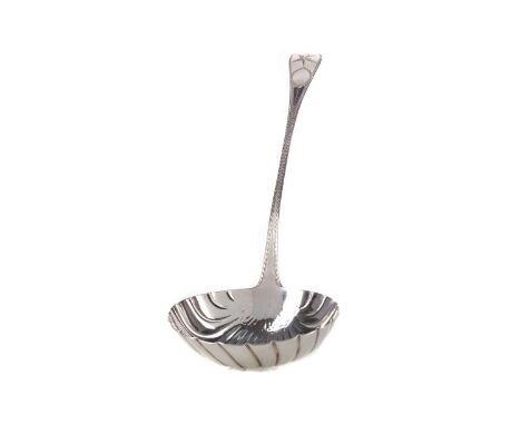GEORGE III IRISH SILVER SOUP LADLE,maker Samuel Neville, Dublin 1819, Old English pattern with bright cut decoration terminat