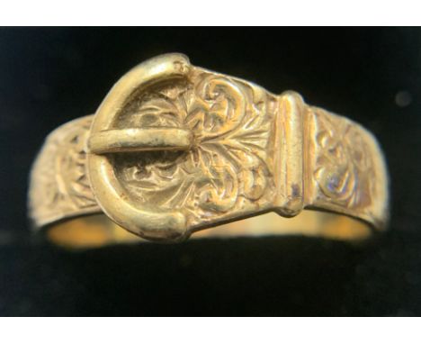 A 9 carat gold buckle ring. Size Z. 6.6gm weight.Condition ReportGood condition.