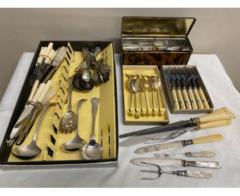 Selection of cutlery to include 19thC mother of pearl etc.Condition ReportSigns of use.