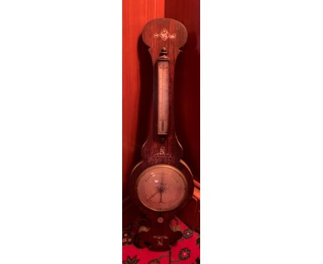 A Victorian rosewood and mother of pearl mercurial barometer, 95cm h.Condition ReportGood condition.