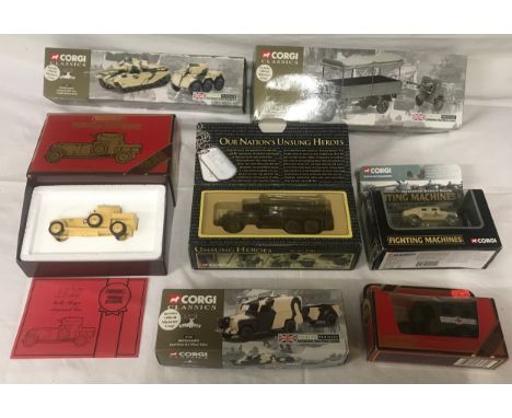 A selection of Corgi military theme die cast models including 69902 Bedford high canvas back , 69901 Centurion Mark III tank 