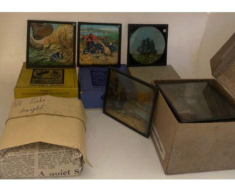 A quantity of coloured magic lantern slides. Primus Junior Lecturers series to include Gulliver's Travels, Famous Liners of t