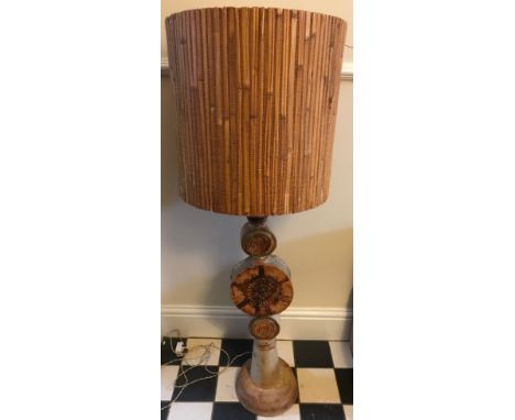 Bernard Rooke studio pottery standard lamp and original shade.&nbsp;Shade 41 h x 42cm w.Condition ReportFairly good, loose jo
