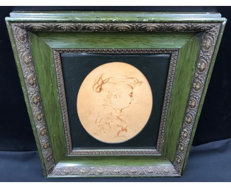 A framed sketch print after Watteau numbered 3632, an oval portrait of a lady. 20 x 15cm, frame 37 x 32cm.Condition ReportWat