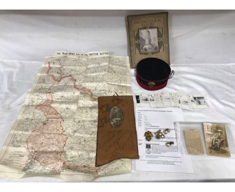Boer War 1899-1902 Grenadier Guards hat with cap badge belonging to H Pincher, dates 1901, postcard photos of H Pincher and b