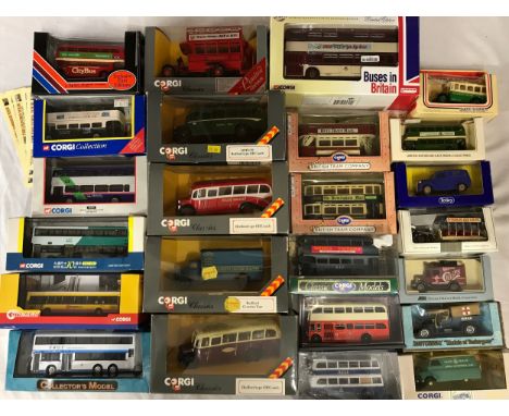 A selection of diecast buses and vans by Corgi, Matchbox, Lledo etc to include DA114A Dennis Condor by C'sm, Bedford type OB 