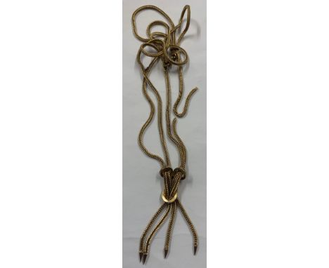 A 9 carat gold chain necklace. 14.9gm.Condition ReportOne chain broken.
