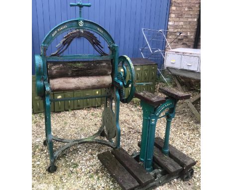 Avery cast iron platform scales and a large cast iron roller, John Ramsey of Hull.Condition ReportRust, rotted wood roller an