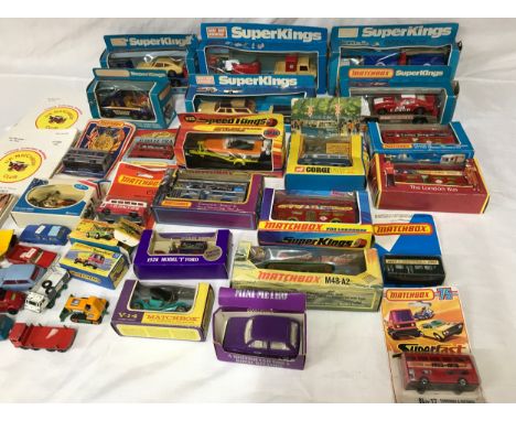 Collection of Matchbox and Corgi diecast vehicles, some boxed to include Superkings, Battle Kings, Speed kings, motorbikes, R