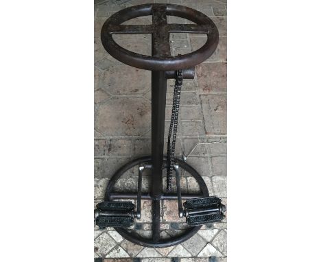 An upcycled plant stand, bicycle pedal and chain on metal base. 70cm h.Condition ReportGood, no issues.