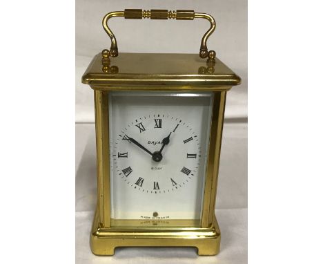 Brass French carriage clock, Duverdrey and Bloquel, 8 day. 11.5cm h. Roman numerals.Condition ReportWinds and ticks, good con