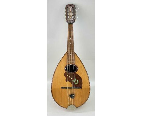FRANZ FLEISCHMANN ACOUSTIC MANDOLIN, with lily of the valley inlaid table, barberspole strung borders, inlaid head, 71cm long