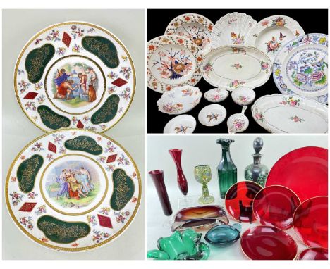 LARGE COLLECTION OF ASSORTED ENGLISH & CONTINENTAL CERAMICS & GLASS, including pair Empire wall plates each with a central Ne