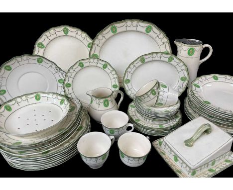ROYAL DOULTON 'COUNTESS' PATTERN PART DINNER / TEA SERVICE to include dinner plates, soup bowls, five cups and saucers, cover