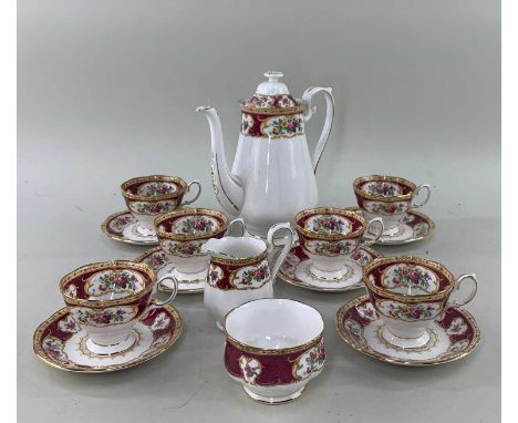 ROYAL ALBERT 'LADY HAMILTON' COFFEE SET, to include coffee pot, milk jug and sugar bowl, six cups and saucers (15)Comments: g