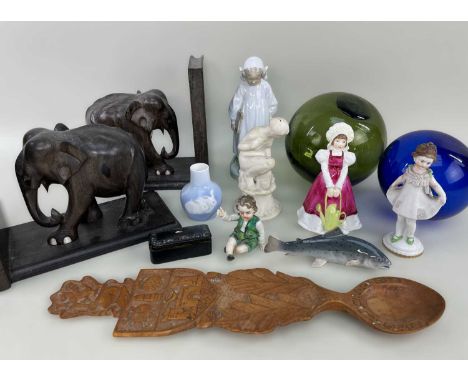 PARCEL OF MISCELLANEOUS ITEMS, including Royal Worcester figure 'Mary Mary', Royal Copenhagen figure of a young school girl n