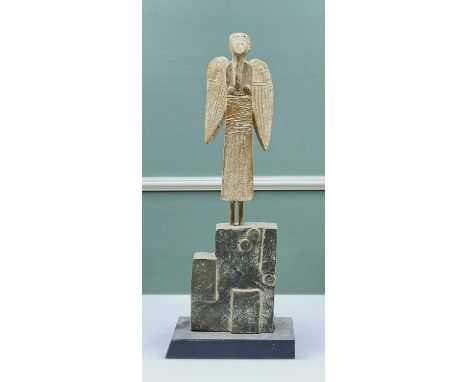 JOHN MALTBY (British, 1936-2020) stoneware sculpture - entitled to base 'Ascending Angel', signed, with impressed seal mark t