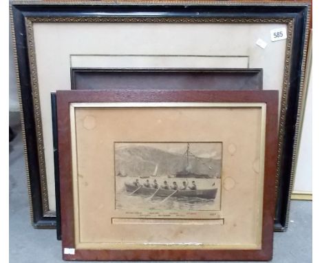 Three framed black and white Cornish photographs together with a Victorian St Mawes regatta print (4).