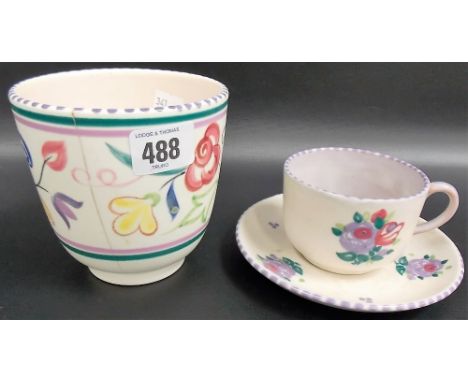 Poole Pottery Carter Stabler and Adams teacup and saucer, together with a vase (both af)