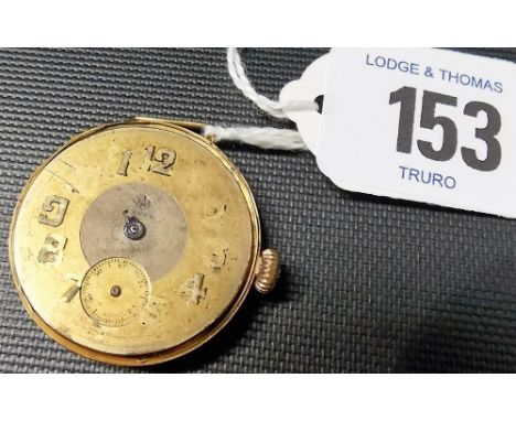 18ct cased lug manual wind wristwatch the gilt dial with worn Arabic numerals and subsidiary sections dial (af)