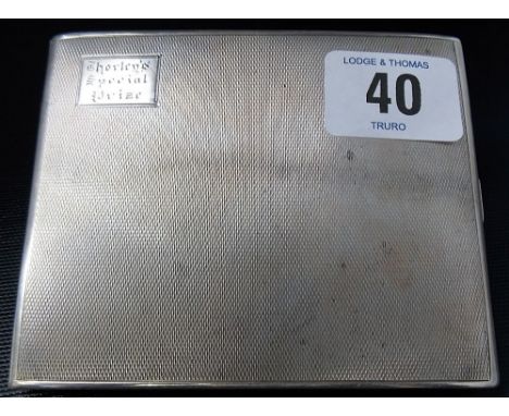 George V silver engine turned cigarette case, London 1928, weight 4oz approx.
