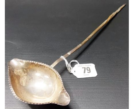 Georgian white metal toddy ladle with twisted handle