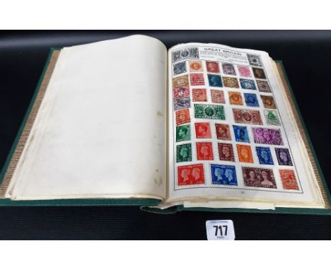 Stamp album with many British and Commonwealth used examples including a Victoria Penny Black, several Victorian Hong Kong ex