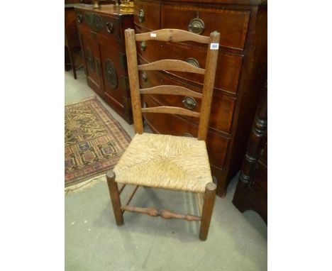 19th Century Elm ladder back rush seated bedroom chair