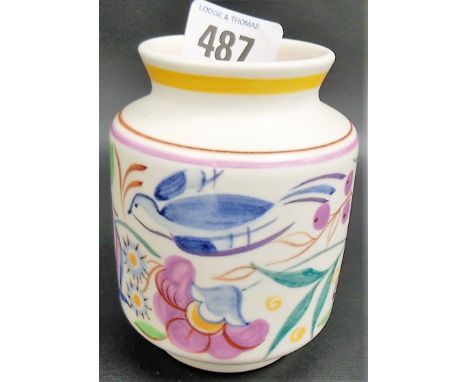 Small Poole Pottery cylindrical vase, shape No. 987 pattern E/TV