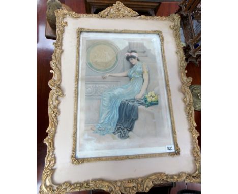 AFTER NORMAN PRESCOTT-DAVIES, pbl. Hadbury Jones &amp; Co Sheffield Hand coloured lithograph of a seated classical maiden. Si
