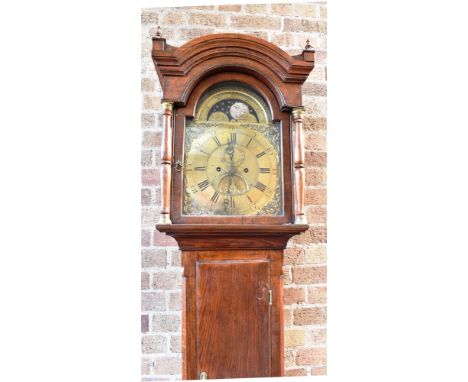 AN OAK CASED 8-DAY LONGCASE CLOCK  the brass dial inscribed 'thos. Higson EAST PENNARD', with painted moonphase inscribed 'HI