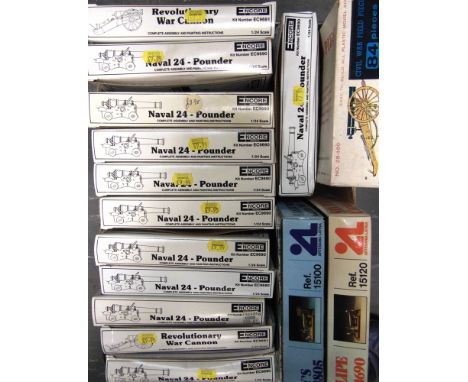 FIFTEEN ASSORTED UNMADE PLASTIC ARTILLERY PIECE KITS  most 1/24 scale, many of Napoleonic era interest, each boxed. 