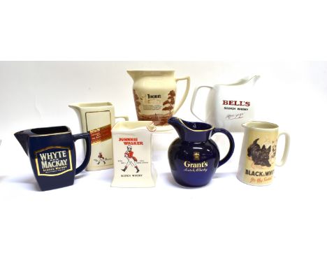 BREWERIANA - FIFTEEN WHISKEY RELATED CERAMIC WATER JUGS  advertising Dewar's, Whyte &amp; Mackay, Johnnie Walker, Teachers, B