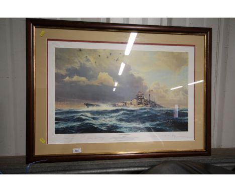 A pencil signed limited edition print, after Robert Taylor "Sighting the Bismarck"