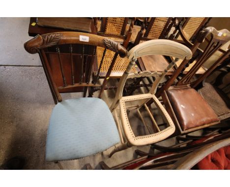 A Victorian stick back bedroom chair and another painted example AF