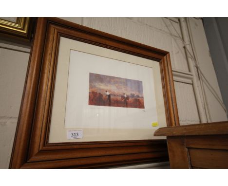John Bond, pencil signed coloured print, limited edition 365/500, figures harvesting