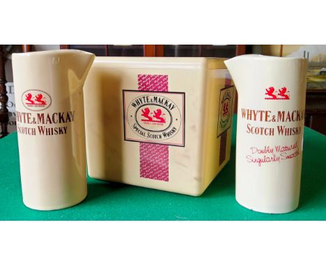 Whisky Advertisement - Whyte &amp; Mackay Special Scotch Whisky ice bucket and two Wade whisky water jugs (3) Excellent Condi