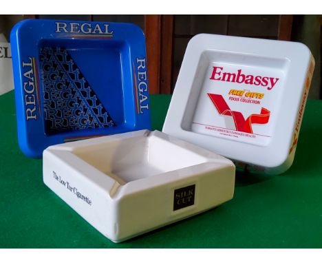 Smoking Advertisement - Three Wade PDM produced ceramic ashtrays advertising Regal, Embassy amd Silkcut. Excellent Condition.